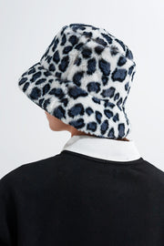 Grey Bucket Hat in Animal Print
