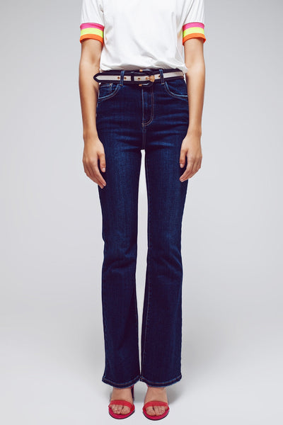 High Waisted Flared Jeans in Dark Wash