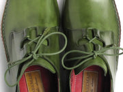 Paul Parkman Men's Ghillie Lacing Side Handsewn Dress Shoes (ID#022-GREEN)