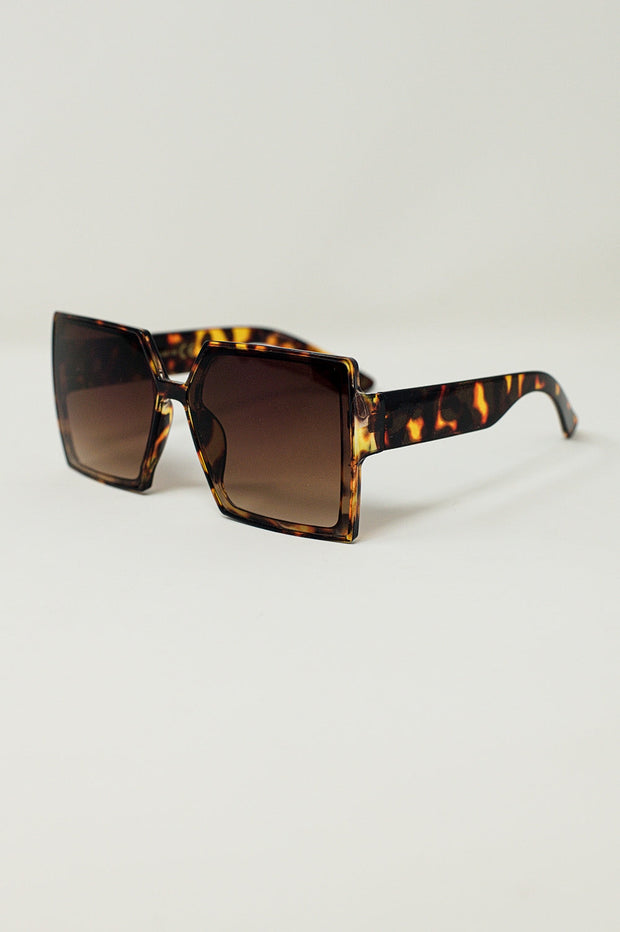 Oversized Square Sunglasses in Brown
