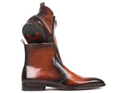 Paul Parkman Brown Burnished Side Zipper Boots (ID#BT486-BRW)