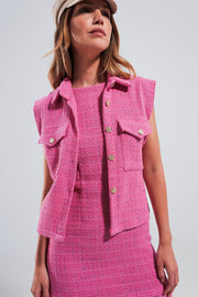Tailored Suit Waistcoat in Pink Boucle