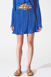 Pleated Short Skirt in Blue