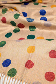 Multicolored Polka Dot Soft Scarf in Beige