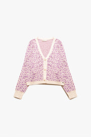 Lightweight Knitted Cardigan in Lilac Animal Print