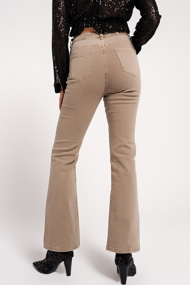 Flared Jeans in Beige