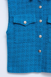 Tailored Suit Waistcoat in Blue Boucle