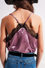 Satin & Lace Cami in Lilac