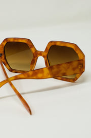 Hexagonal Oversized Sunglasses in Vintage Tortoiseshell