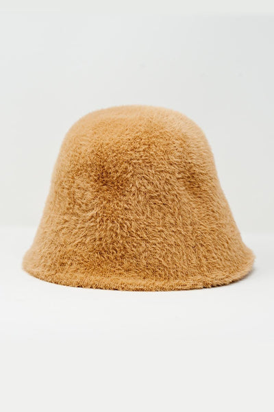 Beige Knitted Bucket Hat