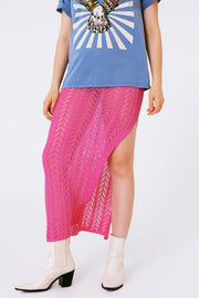 Crochet Maxi Skirt in Pink