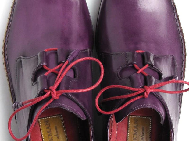 Paul Parkman Men's Ghillie Lacing Side Handsewn Dress Shoes (ID#022-PURP)