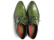Paul Parkman Men's Ghillie Lacing Side Handsewn Dress Shoes (ID#022-GREEN)