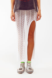 Crochet Maxi Skirt in White