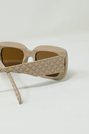 Oval Sunglasses With Smoke Lens in Beige