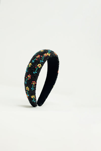 Black Headband With Bead Embellishments