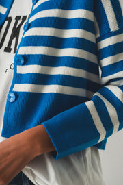 Lightweight Stripe Cardigan in Blue