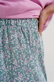 Floral Flounce Co-Ord Mini Skirt in Green