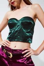 Strapless Corset Style Top in Emerald Green