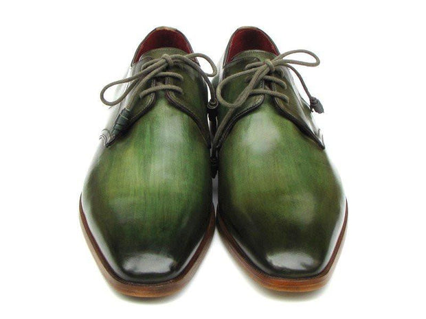 Paul Parkman Men's Green Hand-Painted Derby Shoes (ID#059-GREEN)