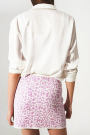 Lightweight Knit Mini Skirt in Lilac Animal Print