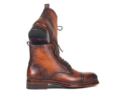 Paul Parkman Antique Burnished Leather Boots Brown (ID#5075-BRW)