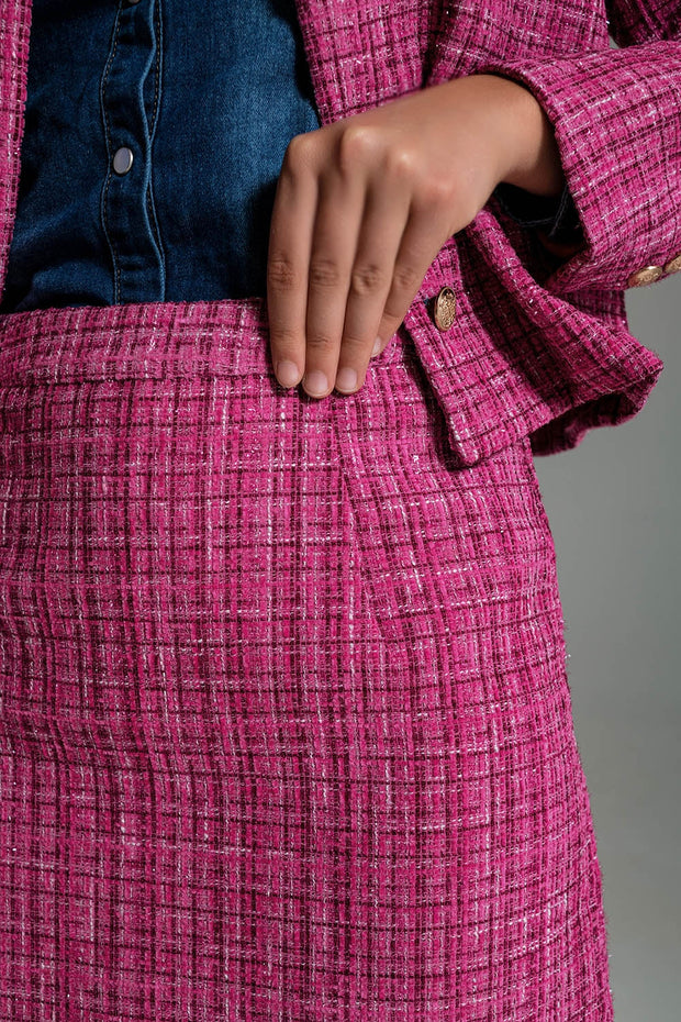 Tweed Basic Mini Skirt in Pink