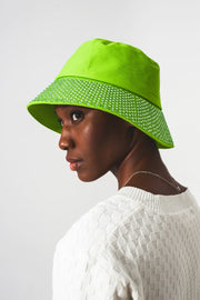 Strass Detail Bucket Hat in Green