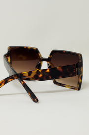 Oversized Square Sunglasses in Brown