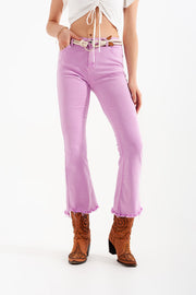 Straight Pants in Pink With Wide Ankles