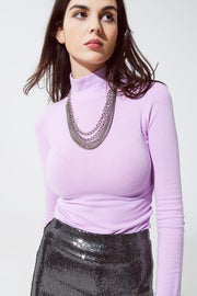 Basic Bodycon Fine Knit Sweater in Purple