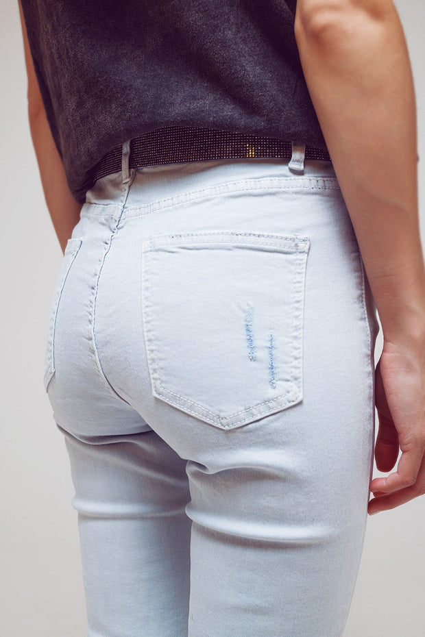 High Waisted Skinny Jeans in Light Blue