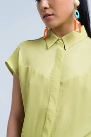 Yellow Shirt With Mesh Detail