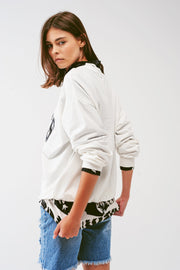 Oversized Sweat With Los Angeles Text in White