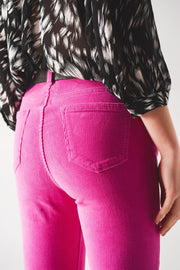 Flare Corduroy Pants in Fucshia