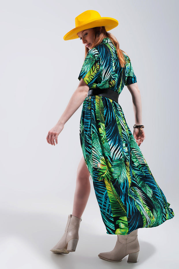 Maxi Shirt Dress in Tropical Print