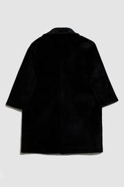 Faux Suede Oversized Coat in Black