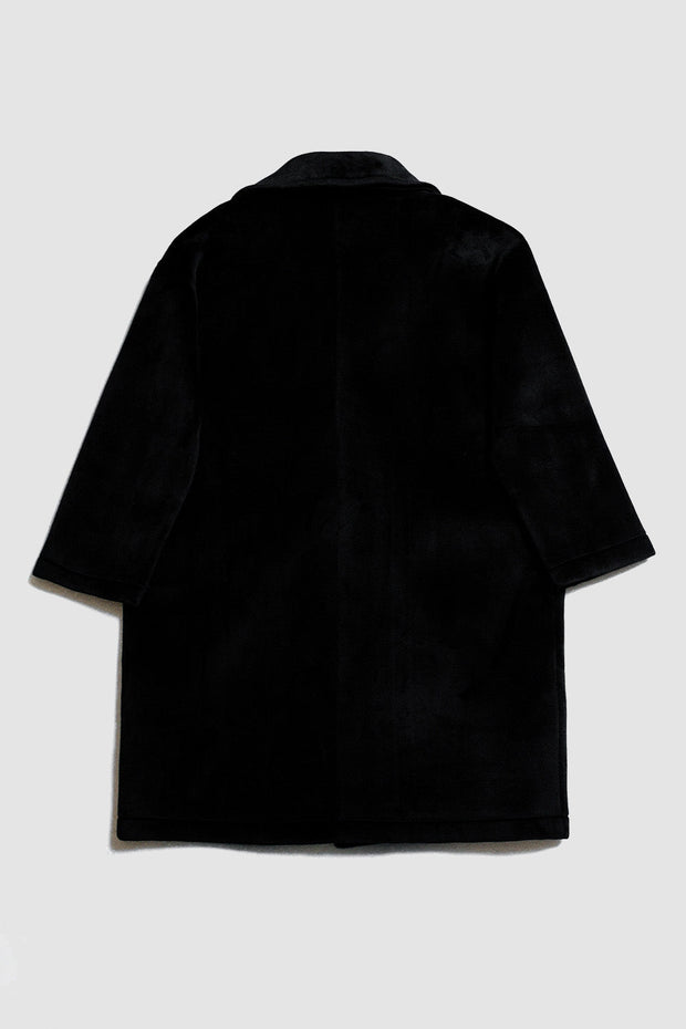 Faux Suede Oversized Coat in Black