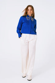 Shirt With Fringe Strass Collar in Blue