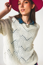 Jumper in Open Stitch in Cream