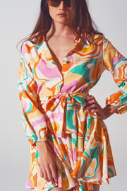 Psychedelic Printed Dress in Multicolor