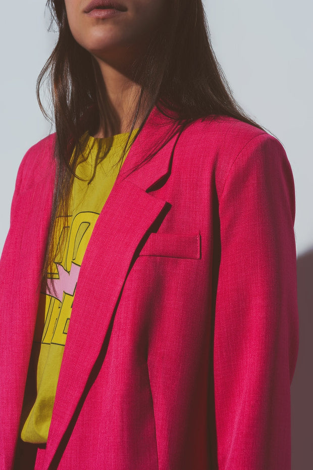 Textured Oversized Blazer in Pink