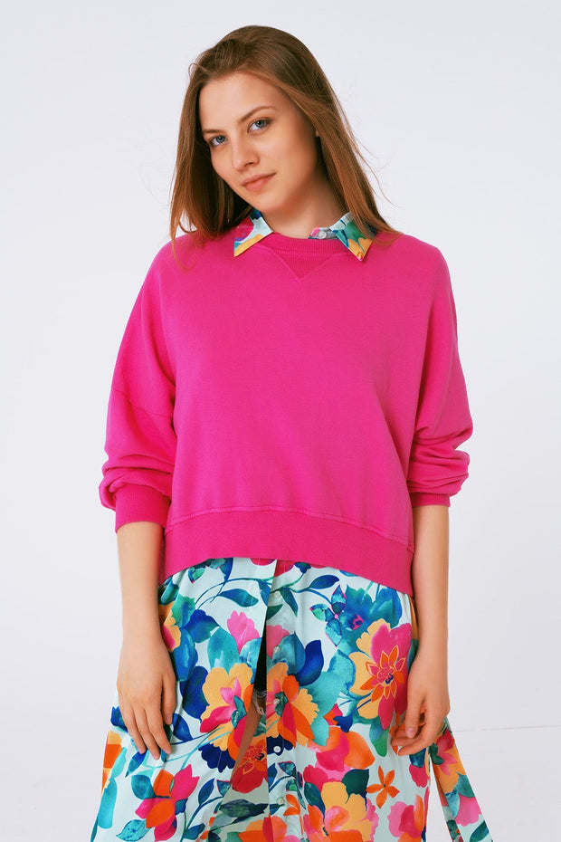 Basic Sweatshirt in Fucshia