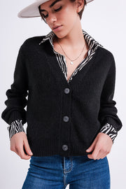 Button Through Cardigan in Black