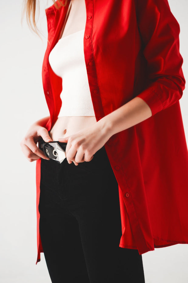 Oversized Shirt in Bold Red