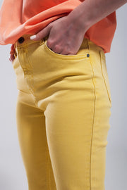 Stretch Cotton Skinny Jeans in Yellow