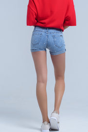 Denim Shorts With Stars Detail