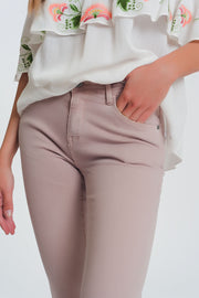 High Waisted Super Skinny Pants in Pink