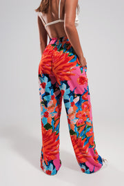 Elastic Back Pants in Bright Floral