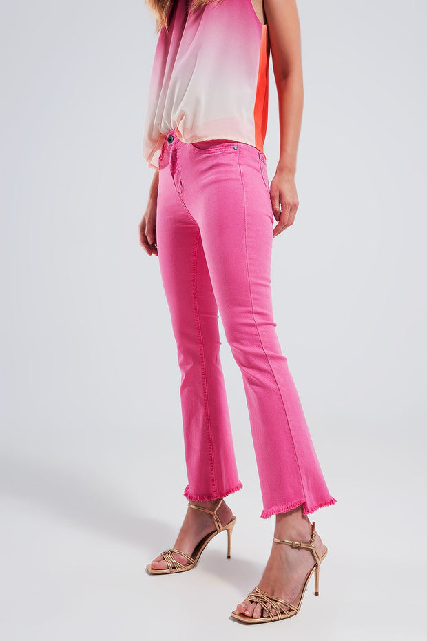 Straight Pants in Fuchsia With Wide Ankles